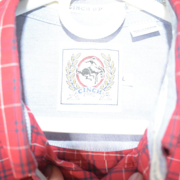 Cinch Button Up Red Western Shirt Size Large - Picture 4 of 5